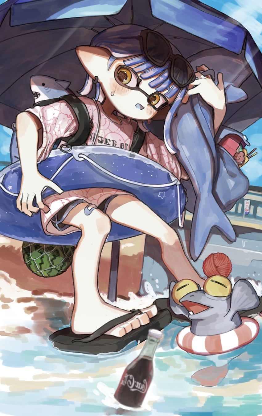 inkling player character, inkling girl, and smallfry (splatoon and 2 more) drawn by t_0622_s