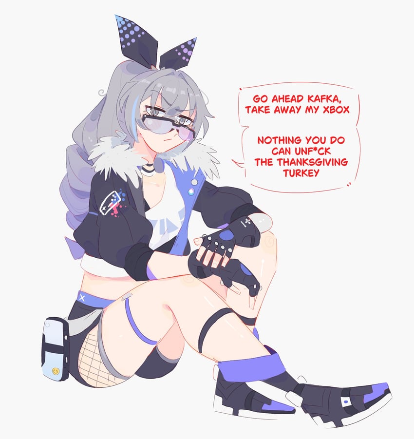 silver wolf (honkai and 1 more) drawn by unfamousradish