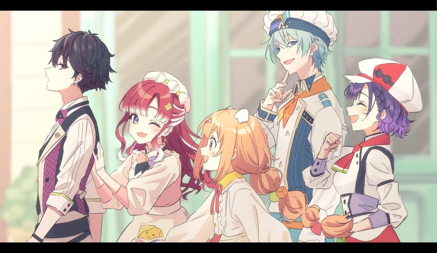 kirara tamako, saotome berry, nanase suzuna, sakayori soma, and nagisa trout (nijisanji) drawn by talunilu_uu3