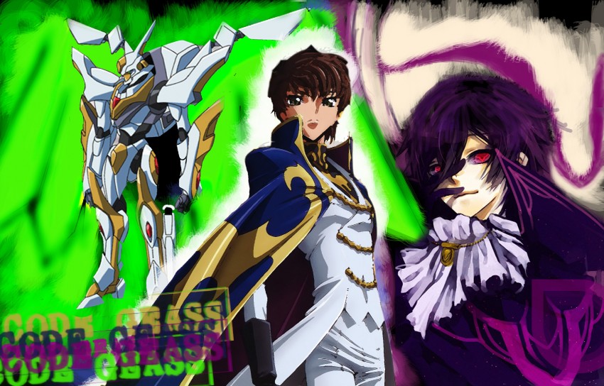 lelouch vi britannia, kururugi suzaku, lancelot, and lancelot albion (code geass)