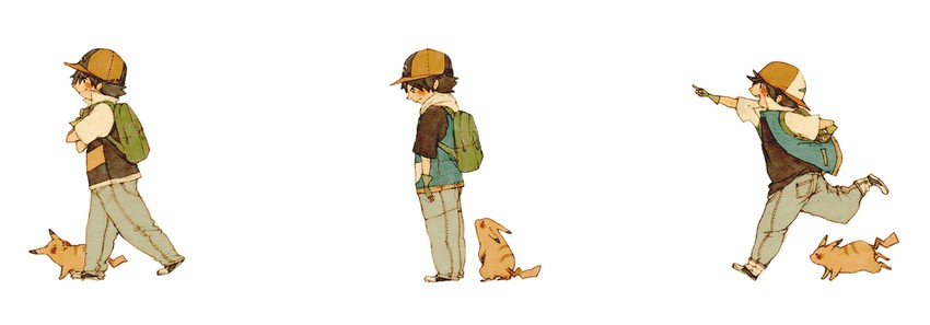 pikachu and ash ketchum (pokemon and 2 more) drawn by luce-in-the-sky