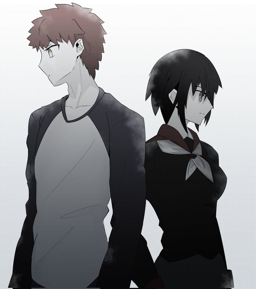 emiya shirou and tachie (fate and 1 more) drawn by shokobr