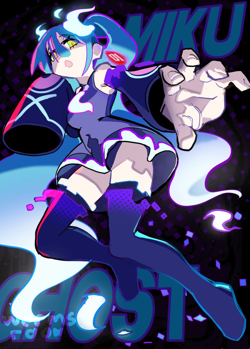 hatsune miku and ghost miku (pokemon and 2 more) drawn by wermer