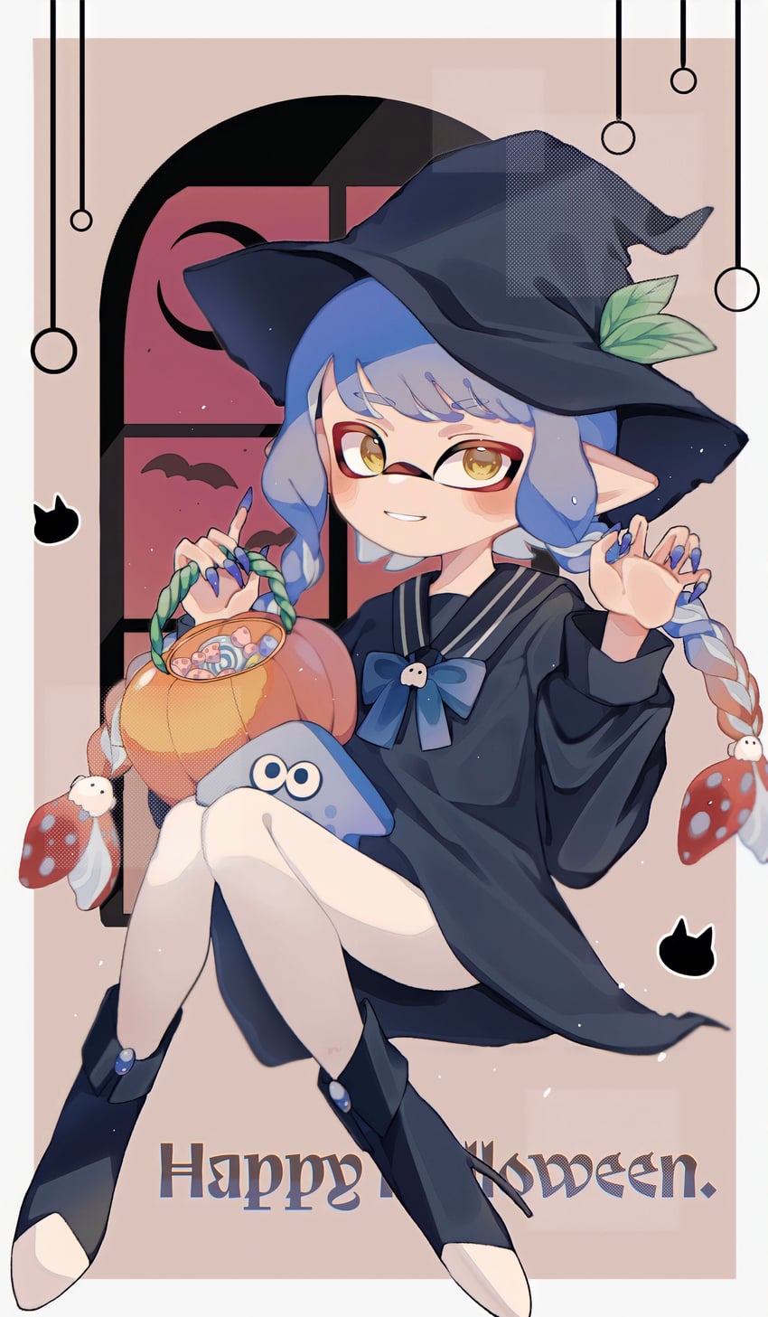 inkling player character and inkling girl (splatoon and 1 more) drawn by yn_uo0