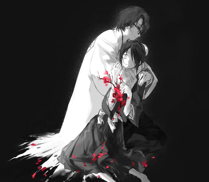 aizen sousuke and hinamori momo (bleach) drawn by yeluo_black