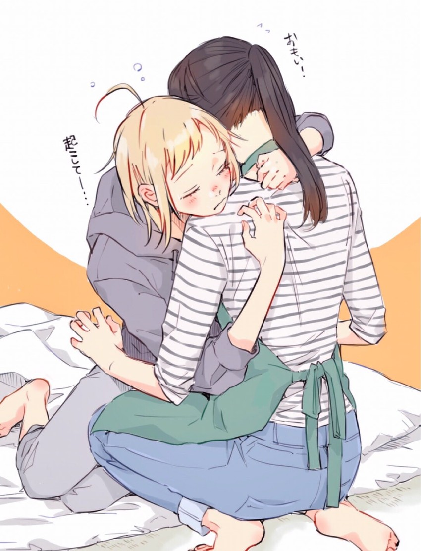 kazuki nanami and fujimura kaede (2dk g pen mezamashidokei) drawn by oosawa_yayoi