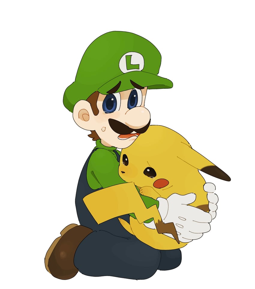 pikachu and luigi (pokemon and 2 more) drawn by mimimi_(mimimim9999)