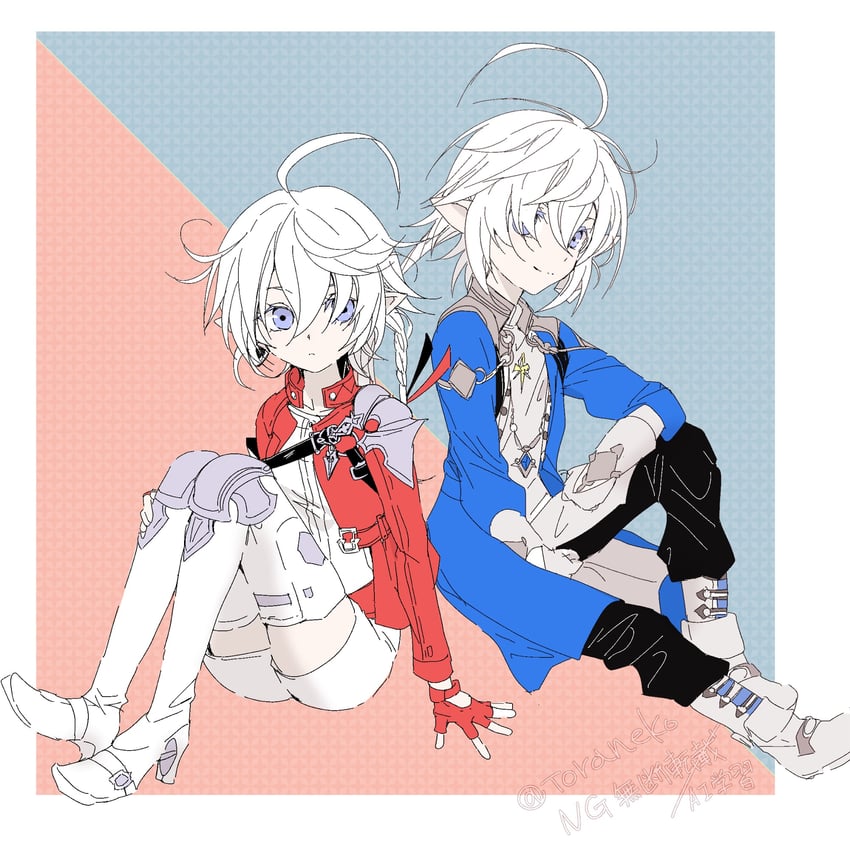 alisaie leveilleur and alphinaud leveilleur (final fantasy and 1 more) drawn by marukunaritaineko3