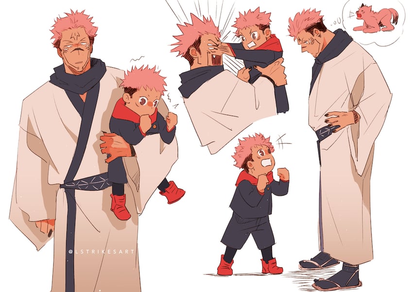 itadori yuuji and ryoumen sukuna (jujutsu kaisen) drawn by lightningstrikes