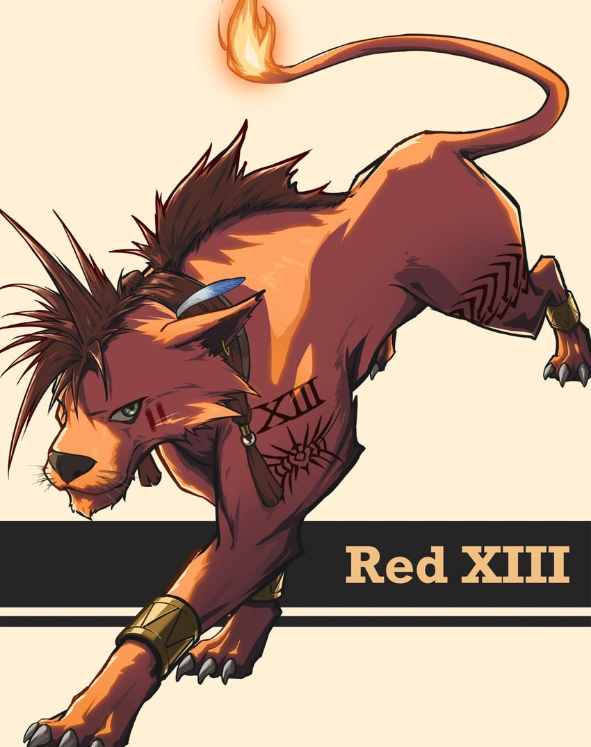 red xiii (final fantasy and 2 more) drawn by bl4ck_choco