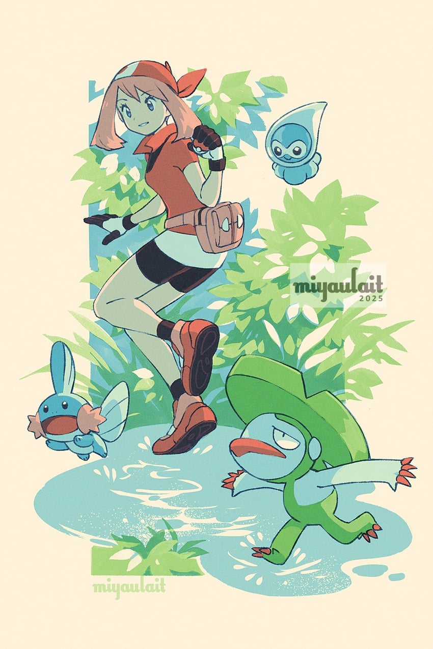 may, mudkip, castform, and lombre (pokemon and 1 more) drawn by miyaulait