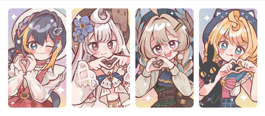 enna alouette, petra gurin, millie parfait, reimu endou, and lucie (nijisanji and 1 more) drawn by yechuan030