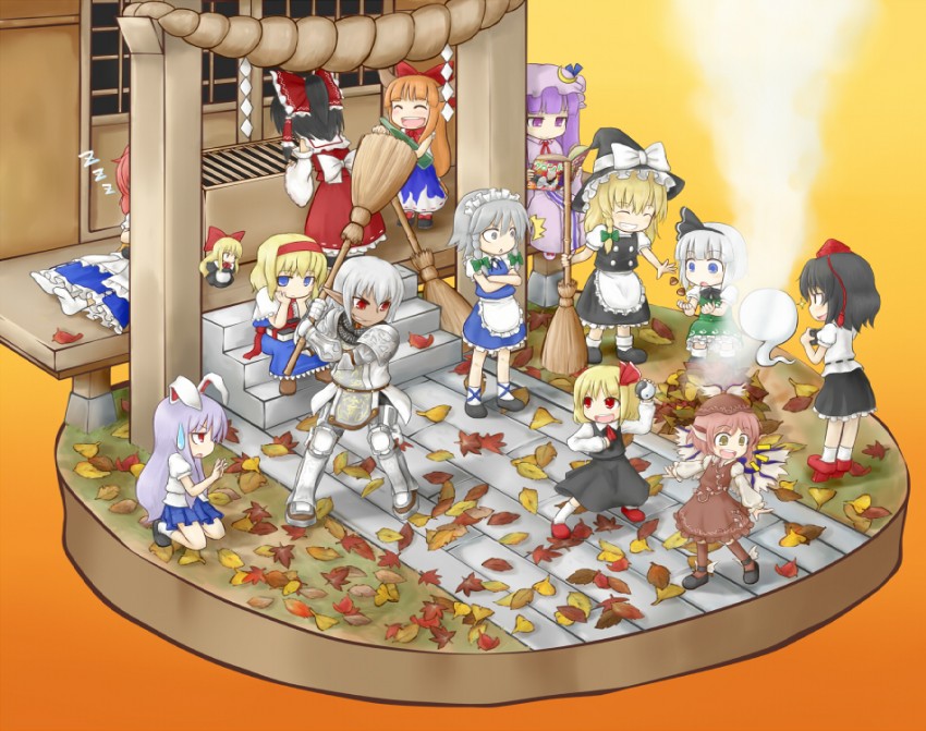 hakurei reimu, kirisame marisa, izayoi sakuya, konpaku youmu, alice margatroid, and 9 more (touhou and 3 more) drawn by nice_(artist)
