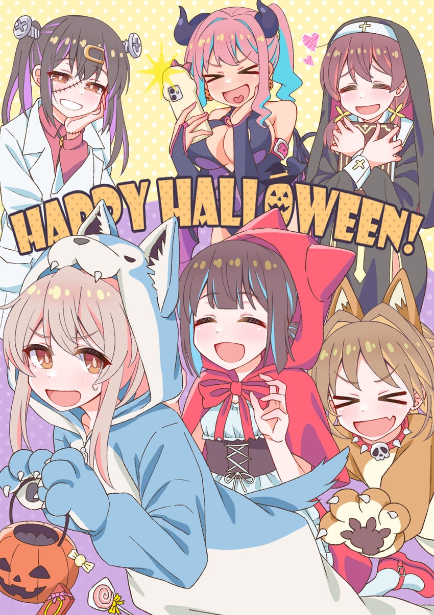 oyama mahiro, little red riding hood, oyama mihari, hozuki momiji, oka asahi, and 3 more (onii-chan wa oshimai! and 1 more) drawn by minori_13101