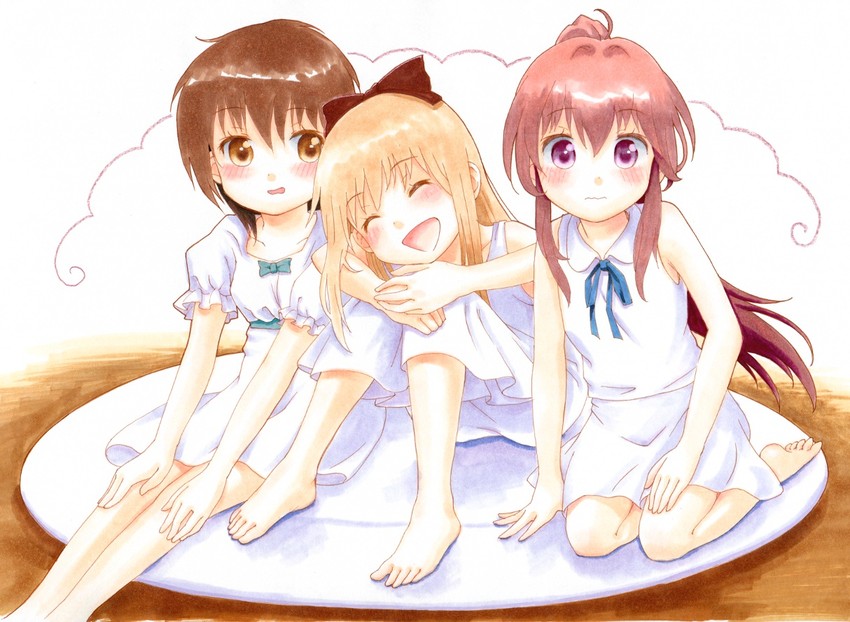 toshinou kyouko, funami yui, and sugiura ayano (yuruyuri) drawn by watayuki