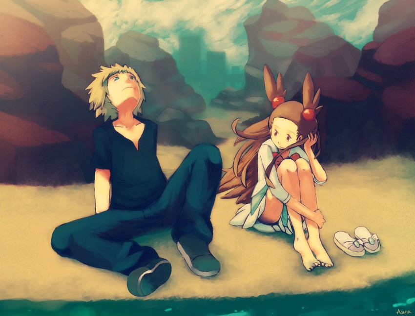 jasmine and volkner (pokemon and 2 more) drawn by aonik