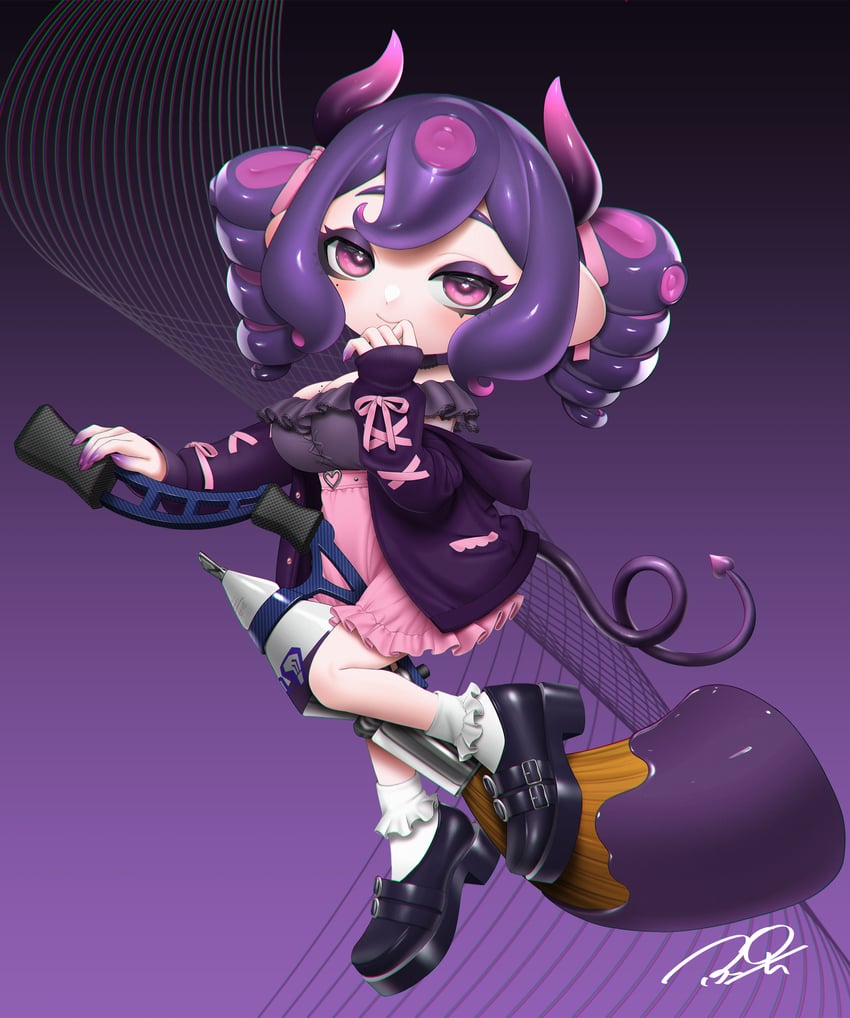 octoling player character and octoling girl (splatoon) drawn by puchiman