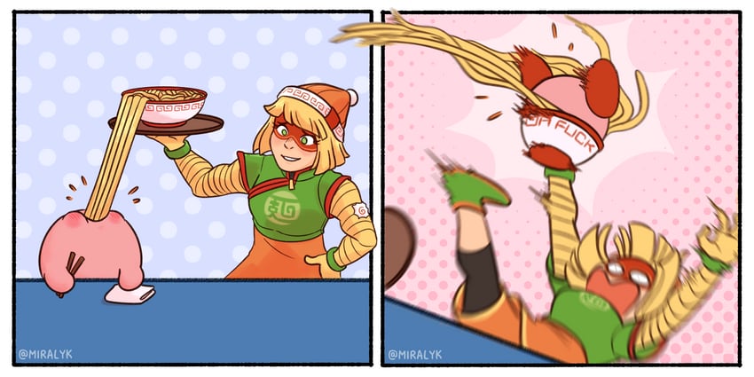 kirby and min min (kirby and 2 more) drawn by miralyk