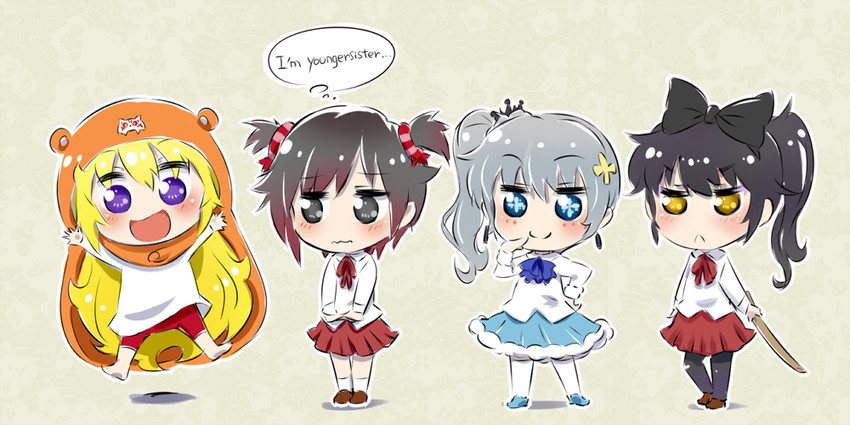 ruby rose, weiss schnee, yang xiao long, blake belladonna, doma umaru, and 4 more (rwby and 1 more) drawn by iesupa