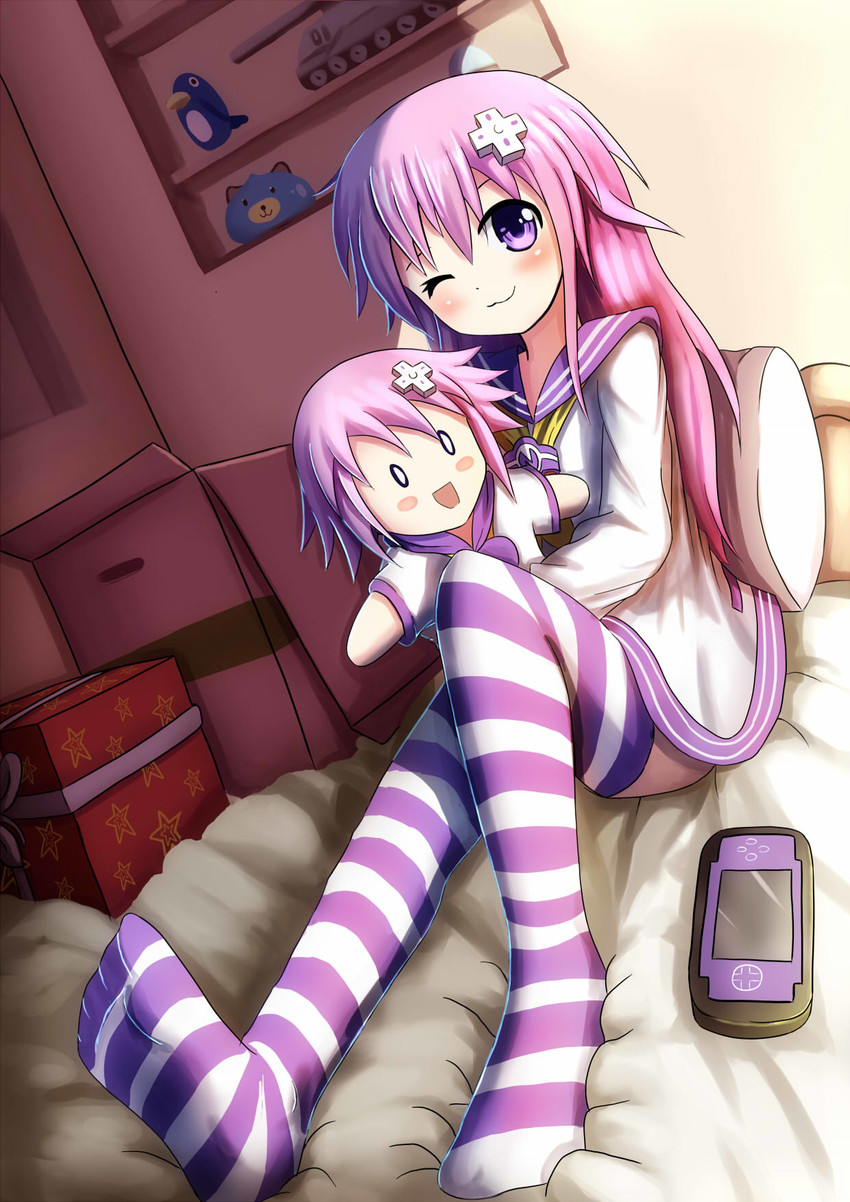 nepgear, prinny, and dogoo (neptune) drawn by prophosphere