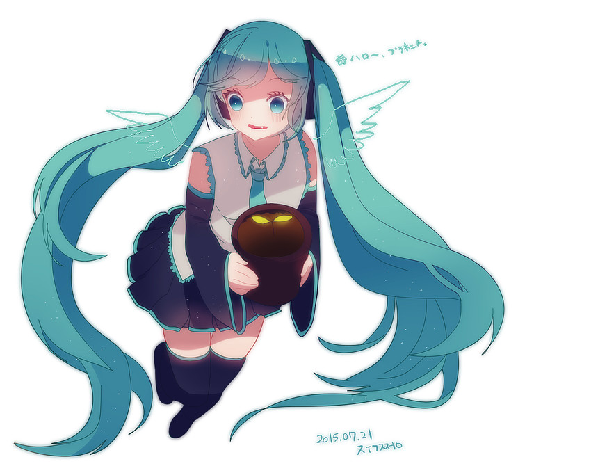 hatsune miku (vocaloid and 1 more) drawn by hzrn_(ymj924)