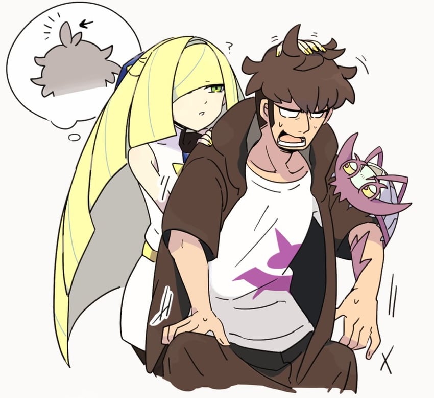 lusamine, guzma, and wimpod (pokemon and 1 more) drawn by mur_mu_mu