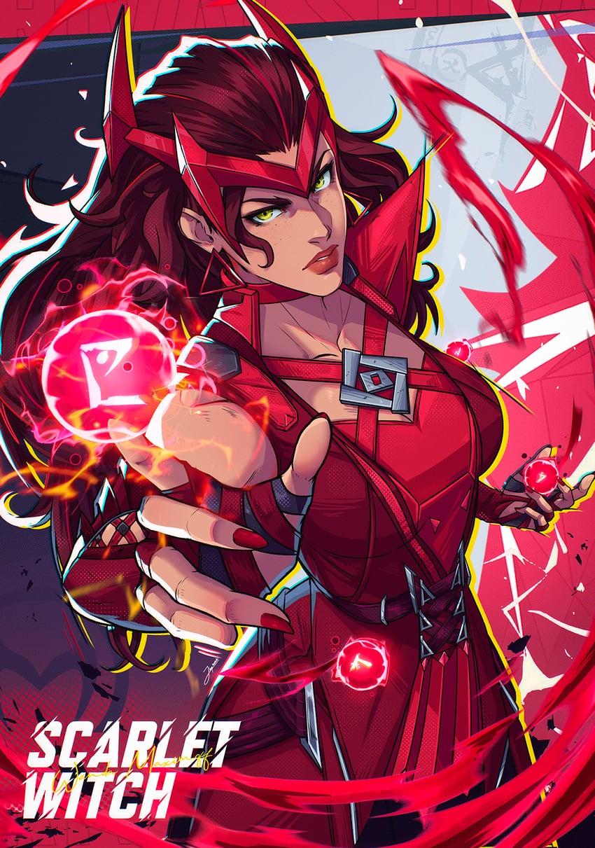 wanda maximoff and scarlet witch (marvel and 1 more) drawn by jhony_caballero