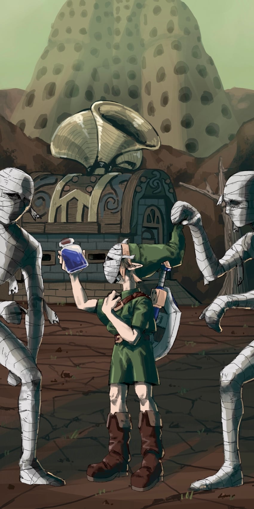 link, young link, and gibdo (the legend of zelda and 1 more) drawn by gus_uur