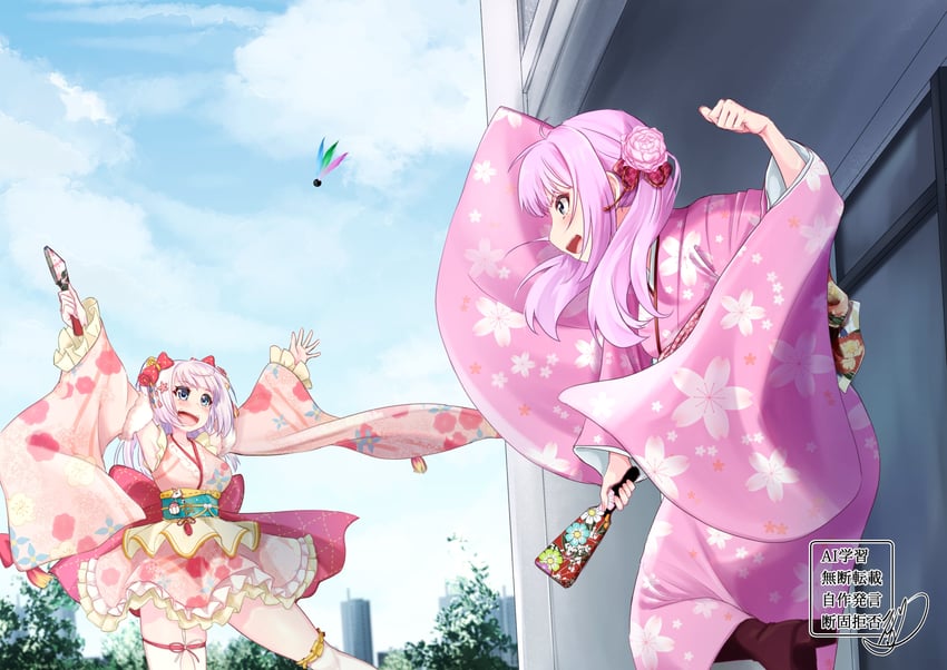 sadamori himeka and tamba akari (assault lily) drawn by eeryuu_(2004107)