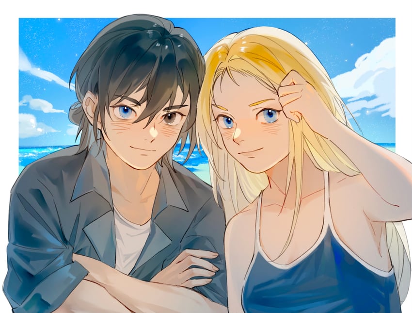 kofune ushio and ajiro shinpei (summertime render) drawn by surfdolphin