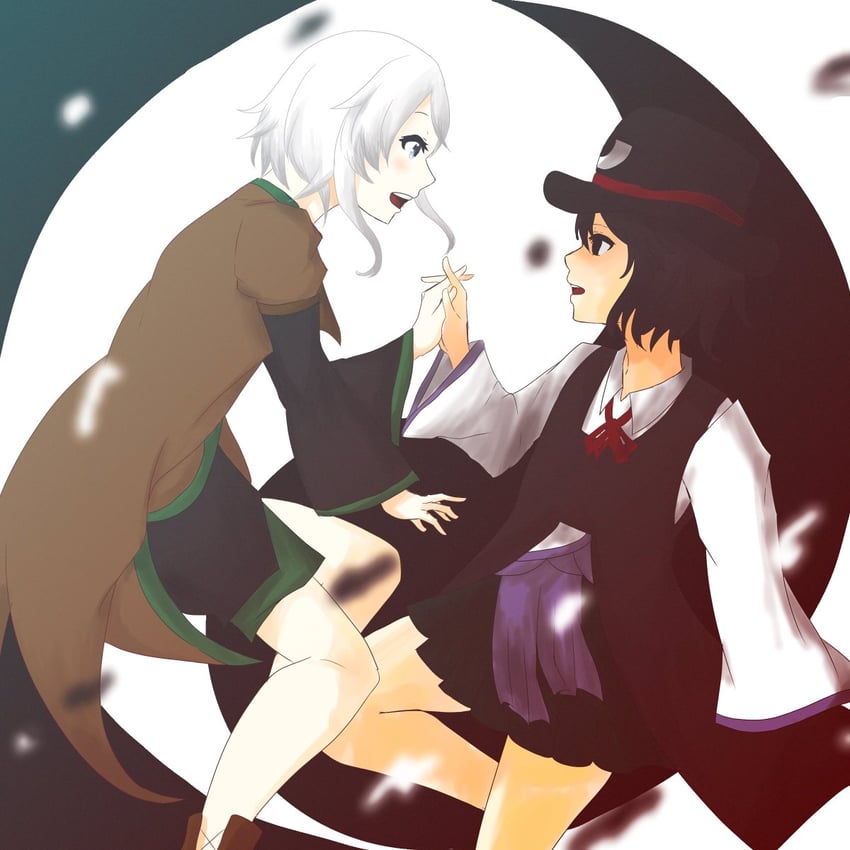 enraku tsubakura and houlen yabusame (len'en) drawn by gohaku_(breakoff)