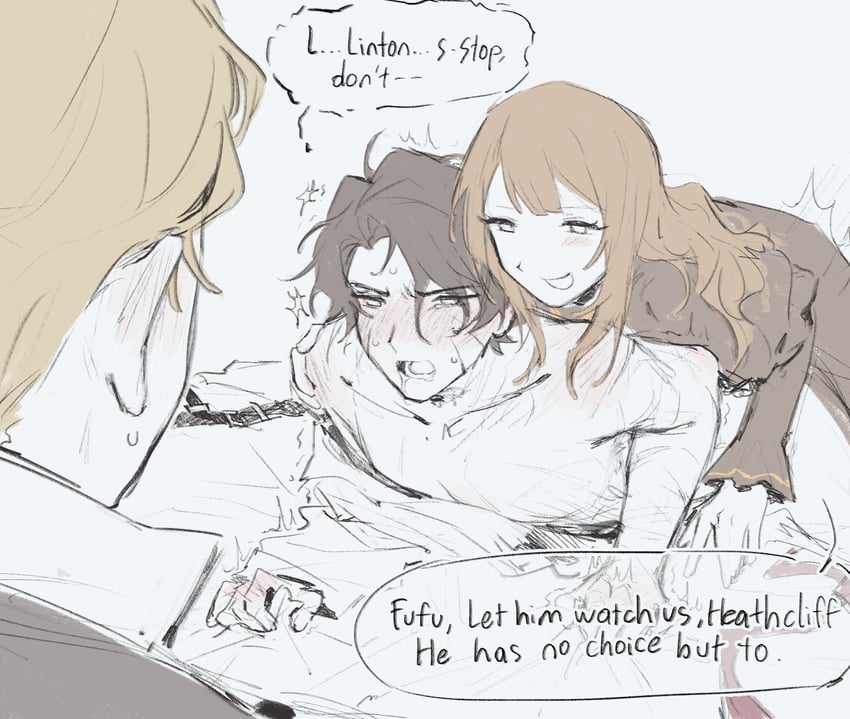 heathcliff, catherine, and linton (project moon and 1 more) drawn by yobunkiii
