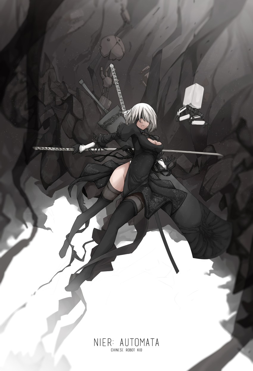 2b (nier and 1 more) drawn by chinese_robot_kid