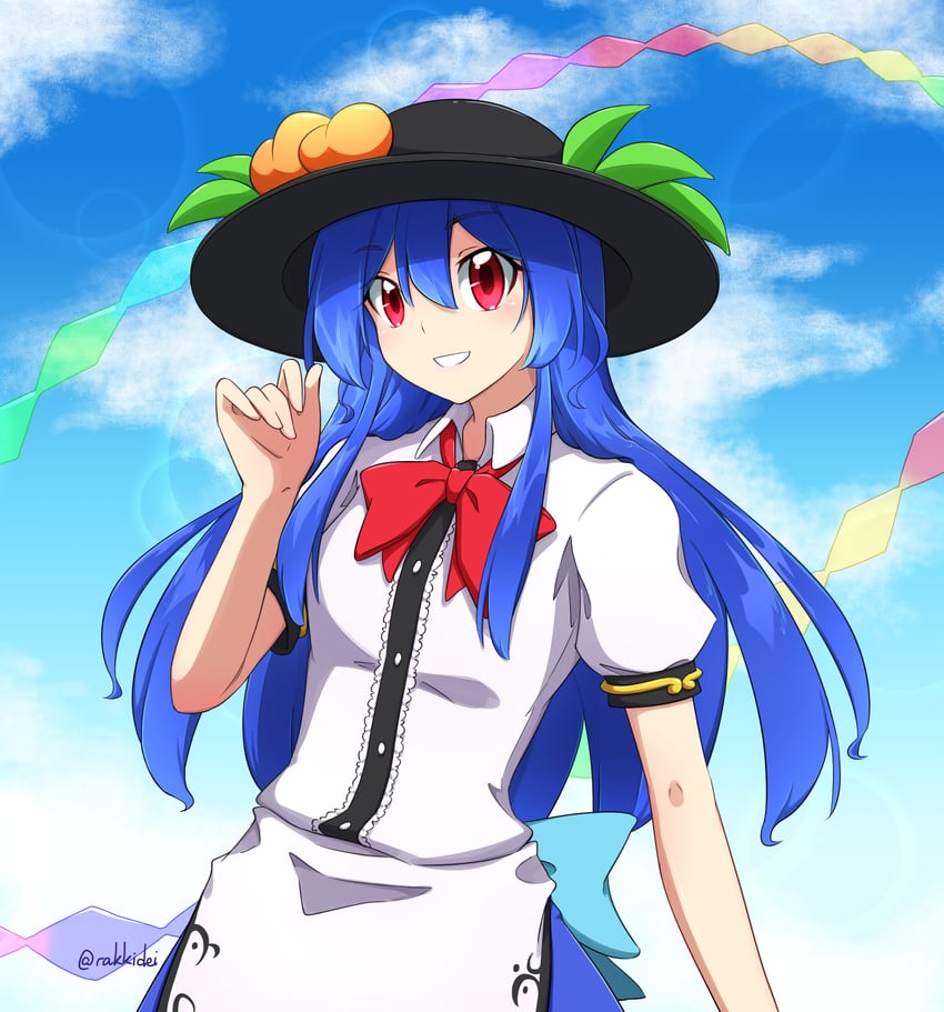 hinanawi tenshi (touhou) drawn by rakkidei
