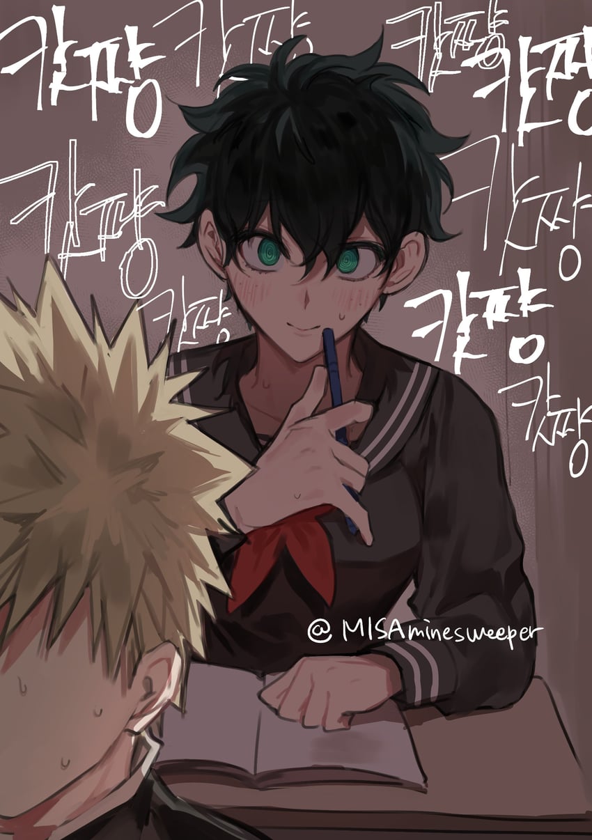 midoriya izuku and bakugou katsuki (boku no hero academia) drawn by misa_(jjin_miryeon)