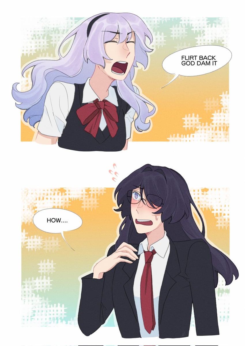 acheron and black swan (honkai and 2 more) drawn by charathegay