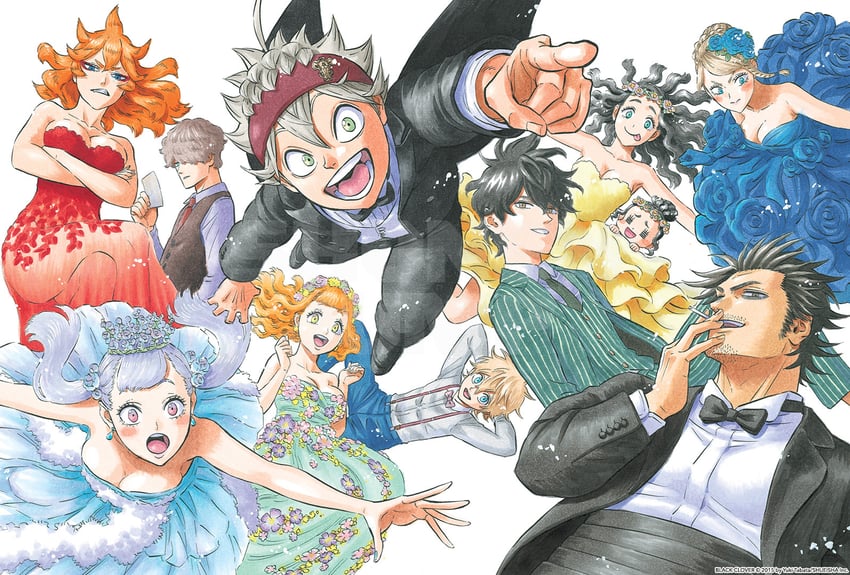 noelle silva, asta, yami sukehiro, mimosa vermillion, yuno, and 5 more (black clover) drawn by tabata_yuuki