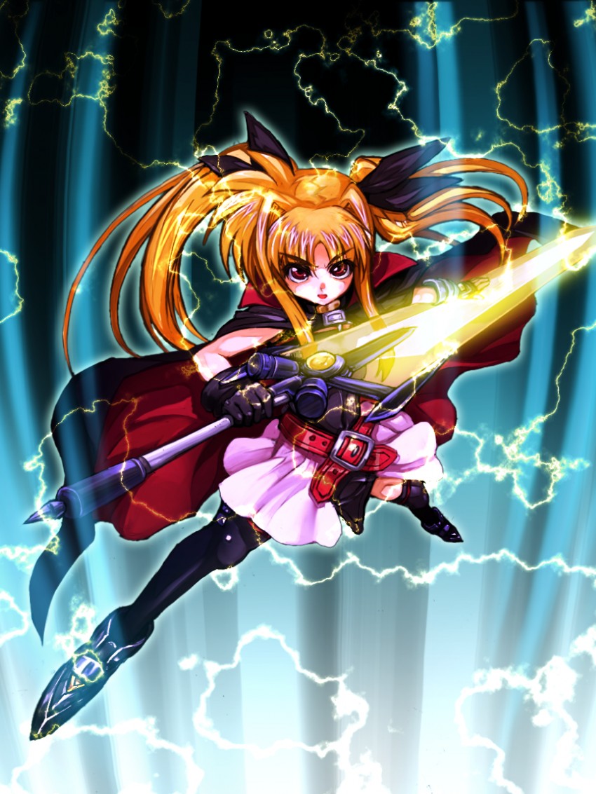fate testarossa and bardiche (lyrical nanoha and 2 more) drawn by mo-ai
