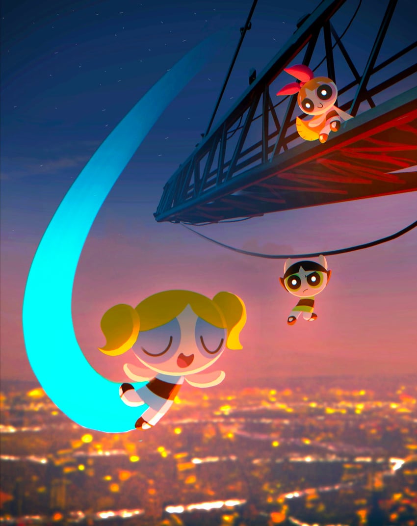 buttercup, blossom, and bubbles (powerpuff girls) drawn by noah_(rokoroko)