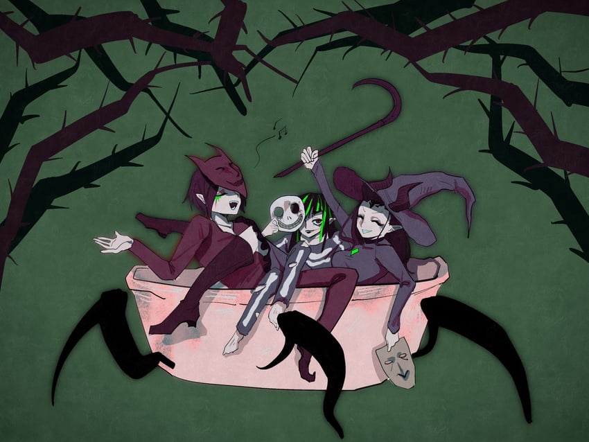 lilia vanrouge, meleanor draconia, and raverne draconia (twisted wonderland and 1 more) drawn by reeeeehannnnnn