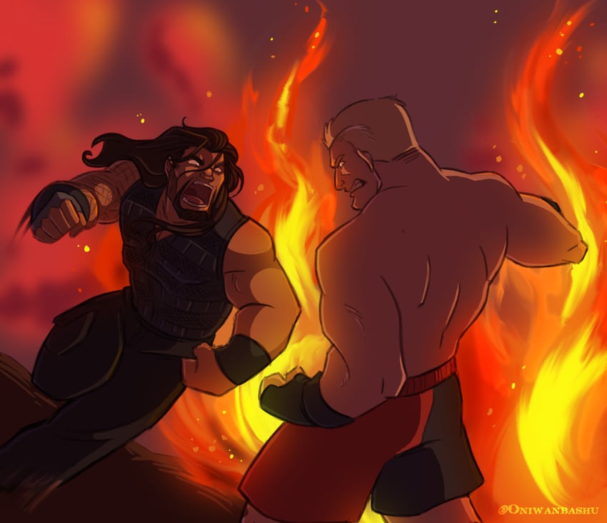 roman reigns and brock lesnar (wwe) drawn by nadia_fazilla