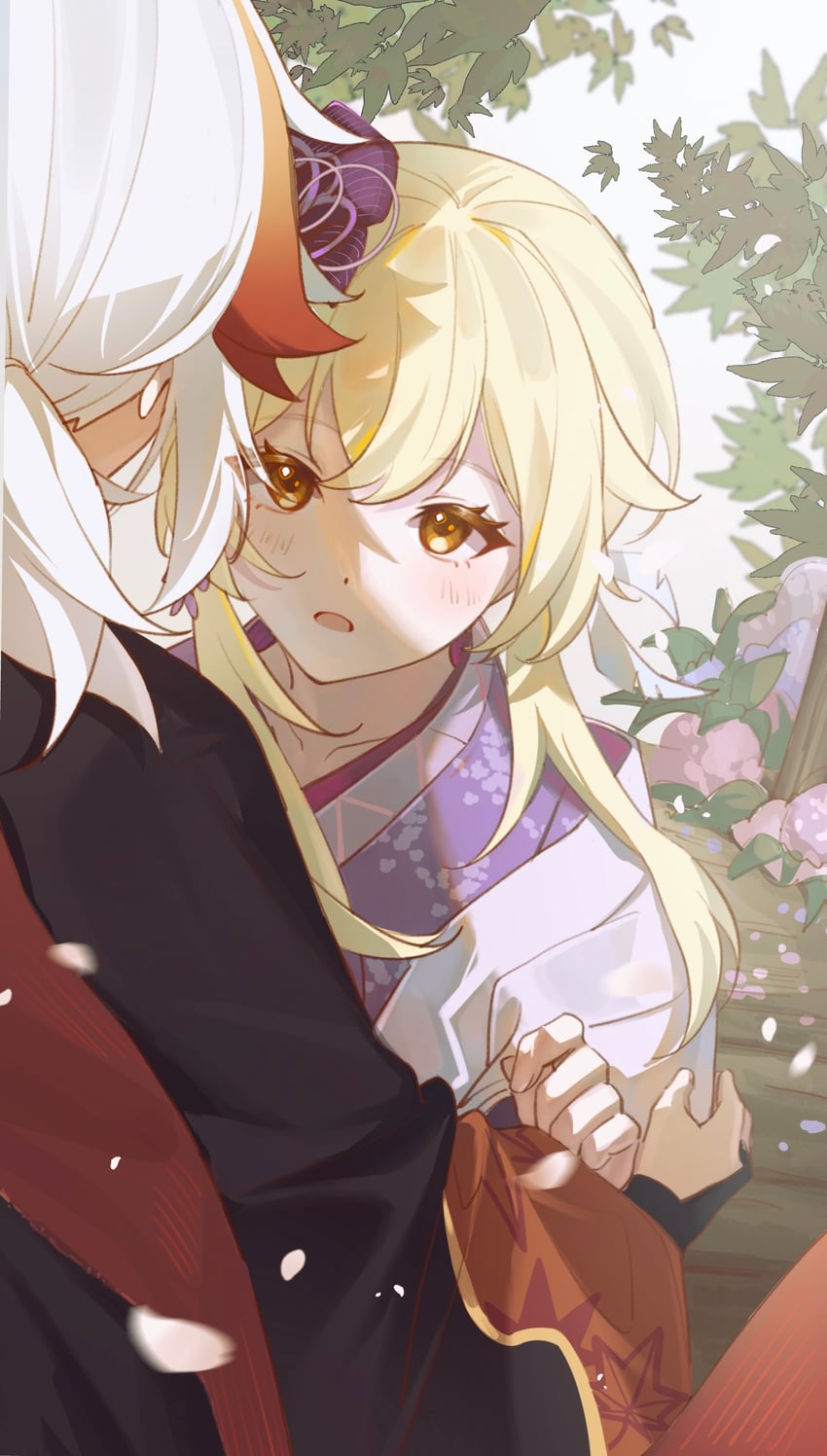 lumine and kaedehara kazuha (genshin impact) drawn by heimi_(himi)