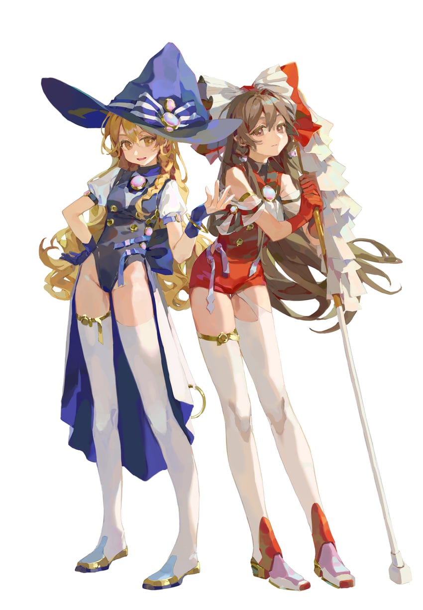 hakurei reimu and kirisame marisa (touhou) drawn by chun_sam