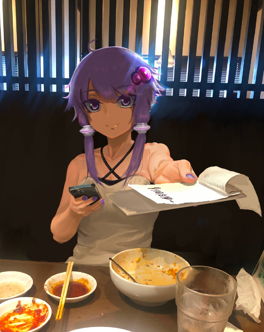 yuzuki yukari (voiceroid and 1 more) drawn by kamefuku