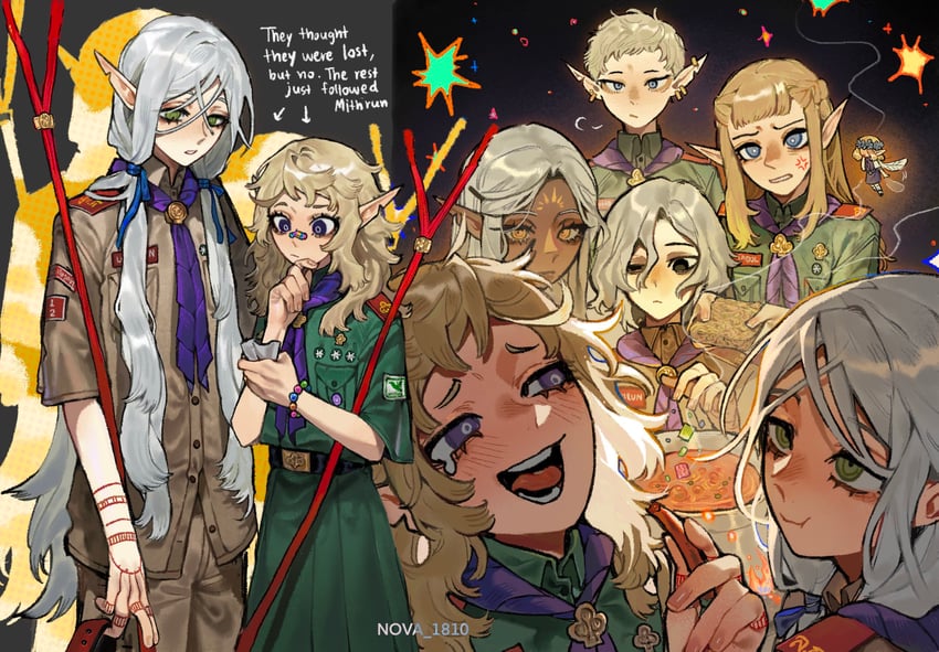 mithrun, fleki, lycion, cithis, pattadol, and 2 more (dungeon meshi) drawn by nova_1810