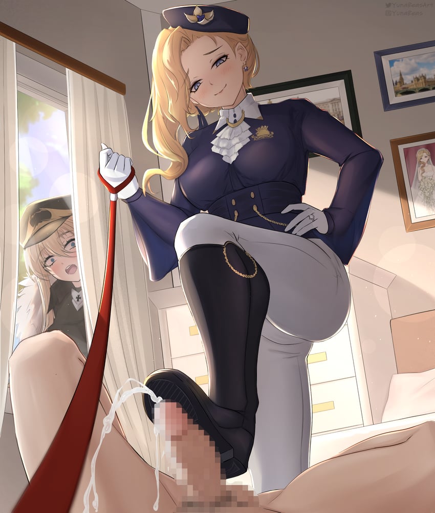 bismarck, hood, and bismarck zwei (azur lane) drawn by yunareas