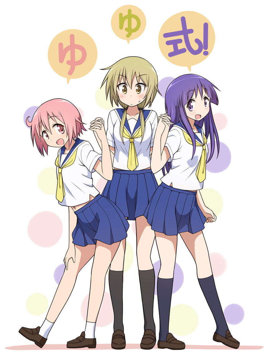 ichii yui, hinata yukari, and nonohara yuzuko (yuyushiki) drawn by mel_(melty_pot)