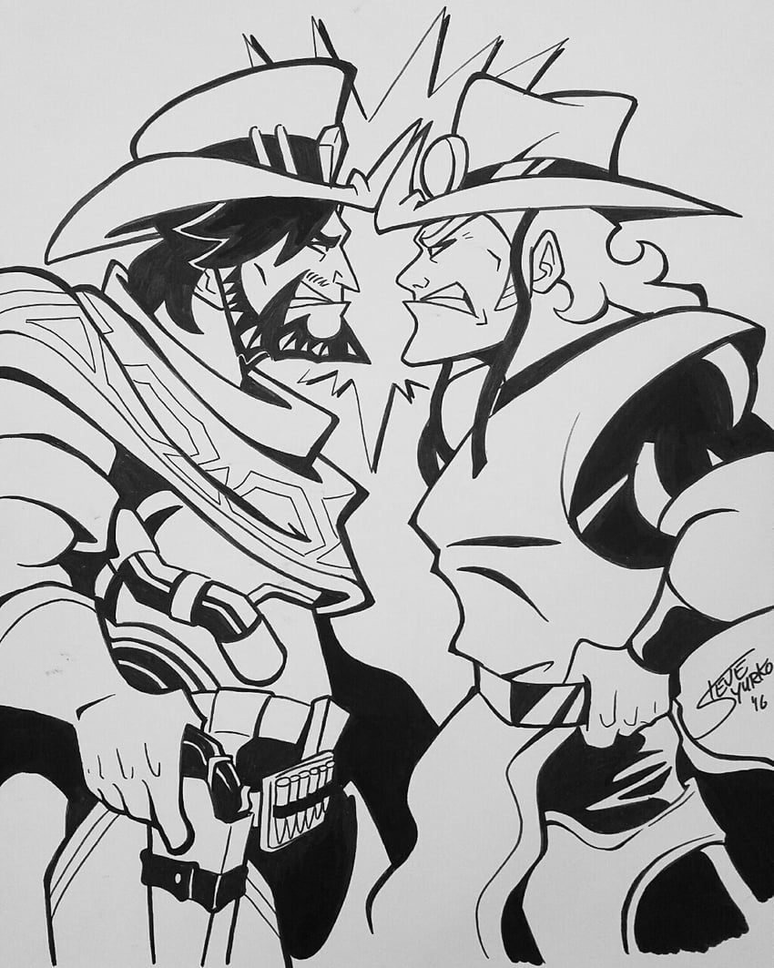 cassidy and hol horse (jojo no kimyou na bouken and 2 more) drawn by steve_yurko