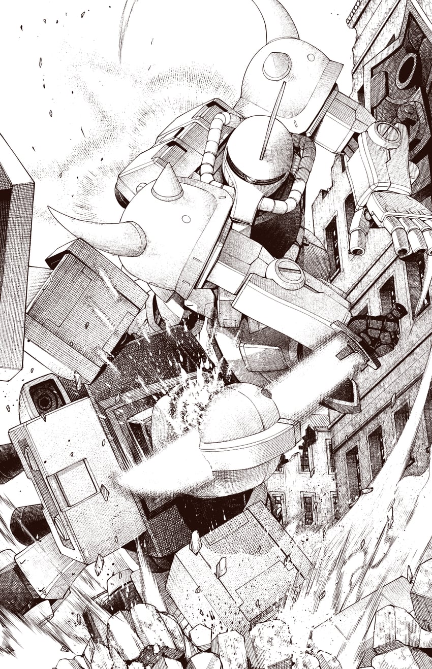 gouf and ground gm (gundam and 1 more) drawn by takagi_shuei