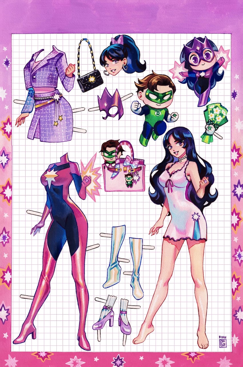 green lantern, hal jordan, star sapphire, and carol ferris (dc comics and 1 more) drawn by rian_gonzales